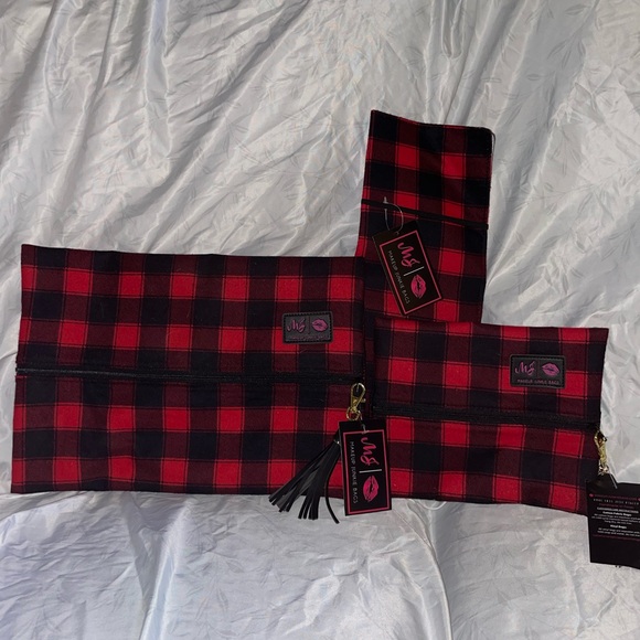 Makeup Junkie Other - Makeup Junkie Bags Buffalo Plaid Set